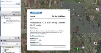 Google Earth showing NYT news