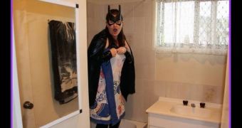 Tamara English dresses up as Batgirl
