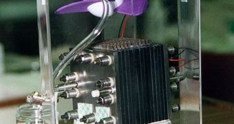 Picture showing an experimental hydrogen fuel cell