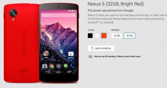 Red Nexus 5 out of stock