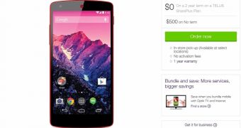 Nexus 5 Now Available at TELUS in Canada