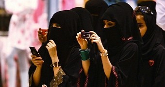 Saudi Arabian women in traditional veil