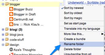 You can rename folders in Google Reader now