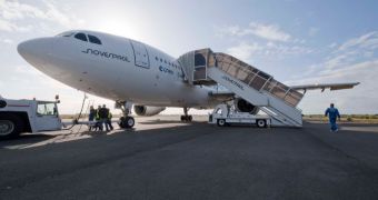 This is the Airbus A300 Zero-G at the Bordeaux airport, during the 54th ESA parabolic flight campaign