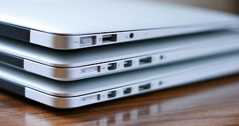 MacBook Airs stacked together