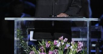 Rev. Al Sharpton speaking at the Michael Jackson public memorial service at the Staples Center in LA