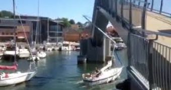 Sailboat takes on bridge and loses