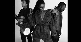 Sir Paul McCartney, Rihanna and Kanye West in the video for “FourFiveSeconds”