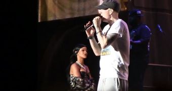 Rihanna and Eminem perform at Lollapalooza as they’re preparing for joint mini tour across the US
