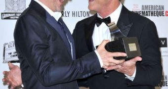 Friends Robert Downey Jr. and Mel Gibson at the American Cinematheque Award 2011