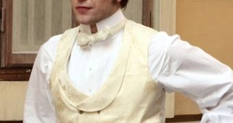 Robert Pattinson in character for “Bel Ami,” currently shooting in Hungary