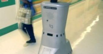 The RP7 medical robot, seen here roaming the coridors of a health care facility