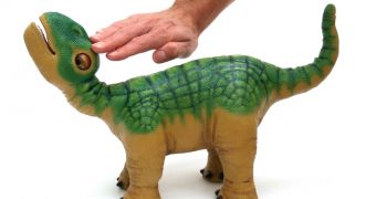 Pleo, the robotic dinosaur, gets showcased at the GITEX exhibition in Dubai