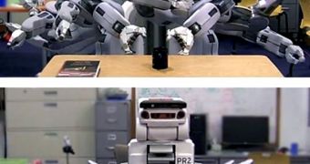 In these time-lapse photos, a robot is guided by two different algorithms as it attempts to grasp a coffee cup on a desk