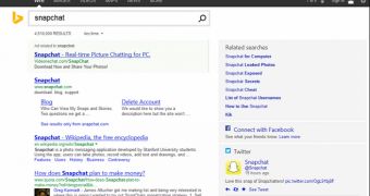 Bing search for Snapchat