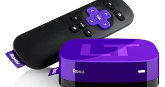 Purple Roku LT streaming media player