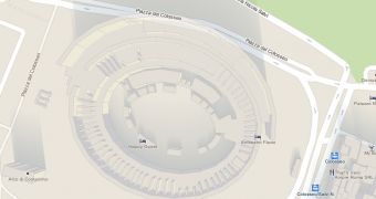 The Coliseum in Rome in 3D, with the WebGL-based MapsGL view enabled