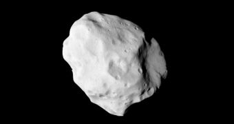 Snapshot from a short clip depicting asteroid 21 Lutetia