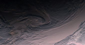 Rosetta image of an anticyclone over the southern Pacific Ocean, taken during its third flyby of Earth