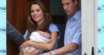 William and Kate exit the hospital with baby George