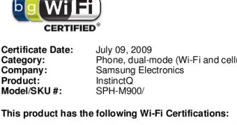 Samsung InstinctQ spotted Wi-Fi organization certification