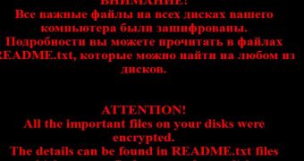 Ransom message for Trodelsh crypto-malware