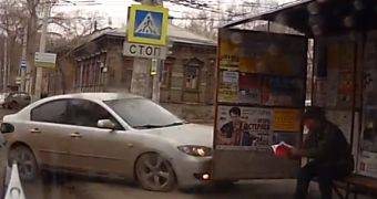 Russian Police Officer Slams Car into Bus Stop, Senior – Video