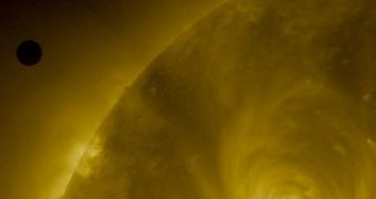 SDO used its AIA instrument to image Venus as it approached the Sun yesterday, June 5, 2012