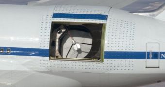 SOFIA's telescope door opened to allow for mid-flight observations
