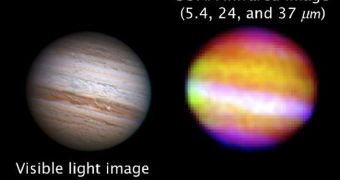 SOFIA image showing Jupiter in infrared wavelengths