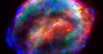 Kepler's supernova remnant, the last supernova explosion witnessed in our galaxy; supernovae can also produce gravitational waves during explosion