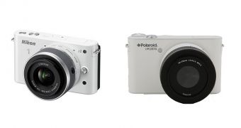 Nikon 1 J2 and Polaroid iM1836 side by side
