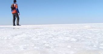 Lake Tuz in Turkey dries out two months a year and turns into a salty white surface
