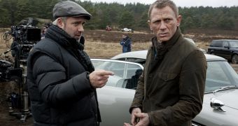 Director Sam Mendes and actor Daniel Craig on the set of “Skyfall”
