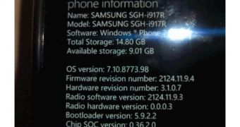 Samsung Focus software update (screenshot)