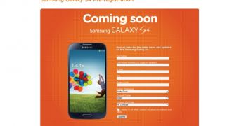 Samsung Galaxy S 4 pre-registration page