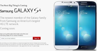 Samsung Galaxy S 4 sign up page