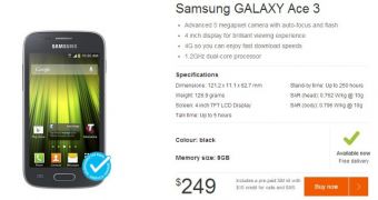 Samsung Galaxy Ace 3 store page