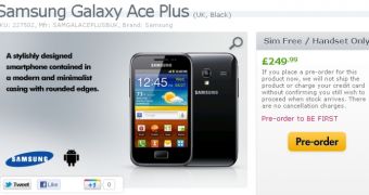 Samsung Galaxy Ace Plus pre-order page