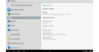 Galaxy Note 10.1 "About tablet" (screenshot)