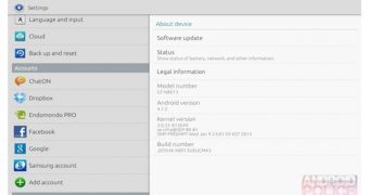 Samsung Galaxy Note 10.1 "About device" (screenshot)