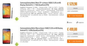 Samsung Galaxy Note 3 Neo price tags