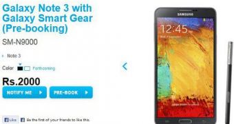 Samsung Galaxy Note 3 and Galaxy Gear pre-booking page