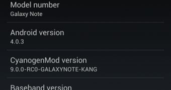 CyanogenMod 9 for Galaxy Note (About phone)