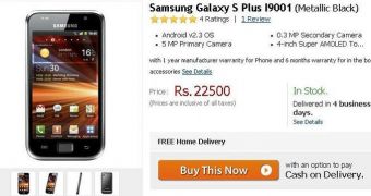 Samsung Galaxy S Plus price tag