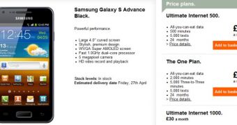 Samsung Galaxy S Advance pricing options