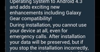 Android 4.3 update for Galaxy S III (screenshot)