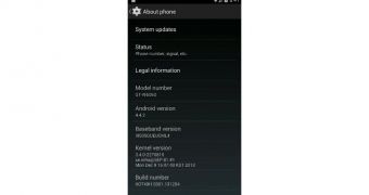Samsung Galaxy S4 Google Play Edition "About phone" screenshot