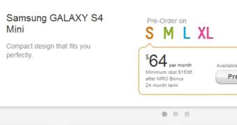 Samsung Galaxy S4 Mini pre-order page