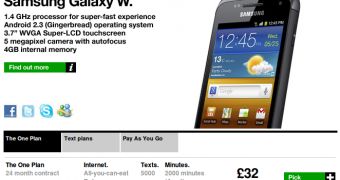 Samsung Galaxy W at Three UK
